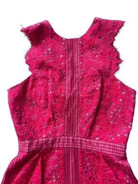 BCBGMAXAZRIA Hot Pink Lace Fit & Flare Cocktail Dress